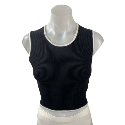House of Harlow 1960 Women's Black Sleeveless Ribbed Knit Tank Crop Top Size S