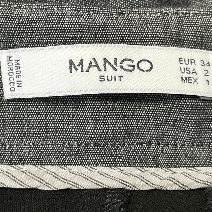 MNG Mango Suit Womens Gray High Waisted Skinny Zipper Trousers Dress Pants Sz 2