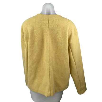 Joie Womens Yellow Crew Neck Button Down Pockets Long Sleeve Coat Jacket Size L