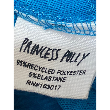 Princess Polly Blue Long Sleeve Cutout Keyhole Tie Ribbed Knit Crop Top Size 4