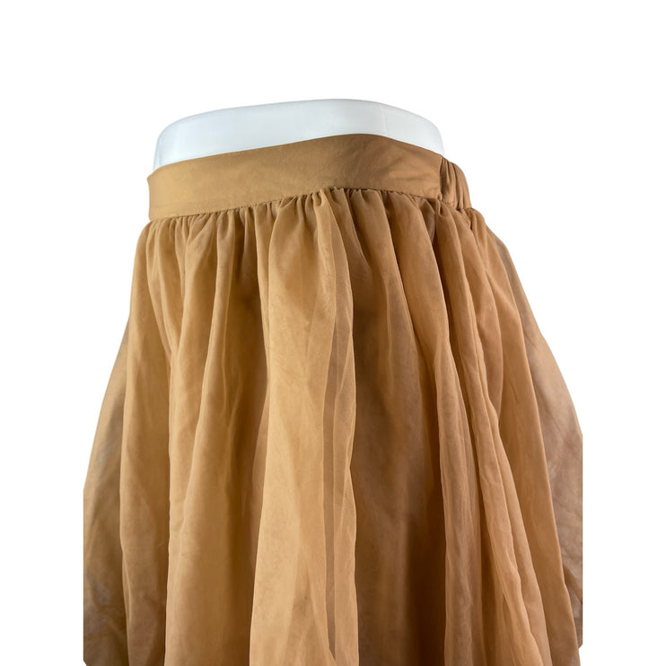 Cider Yellow Beige Voluminous Tulle Mesh Ruffle Pleated A Line Midi Skirt Sz 3XL