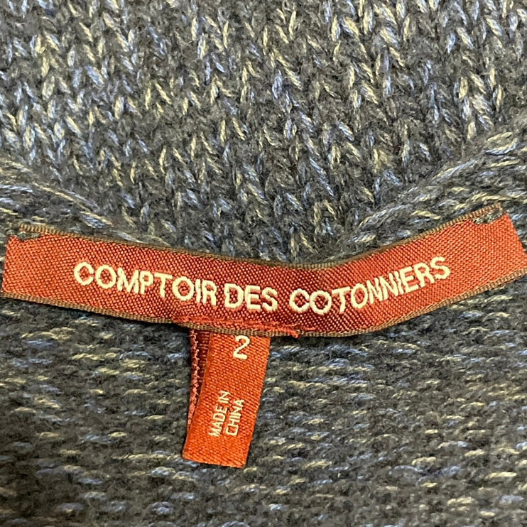 Comptoir des Cottoniers Blue Wool Long Sleeves Knit Open Cardigan Sweater Top M