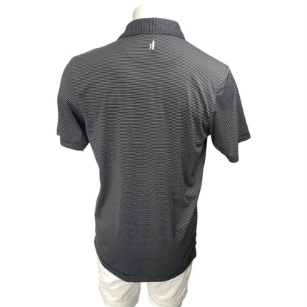 Johnnie-O Mens Black Striped Embroidered Short Sleeve Slim Golf Polo Shirt Top M