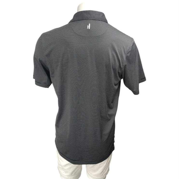 Johnnie-O Mens Black Striped Embroidered Short Sleeve Slim Golf Polo Shirt Top M