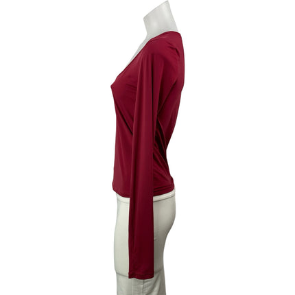 Aritzia Wilfred Womens Red Scoop Neck Long Sleeve Stretch T Shirt Tee Top Size M