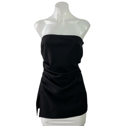 Zara Womens Black Sleeveless Strapless Ruched Tunic Blouse Tank Tube Top Size S