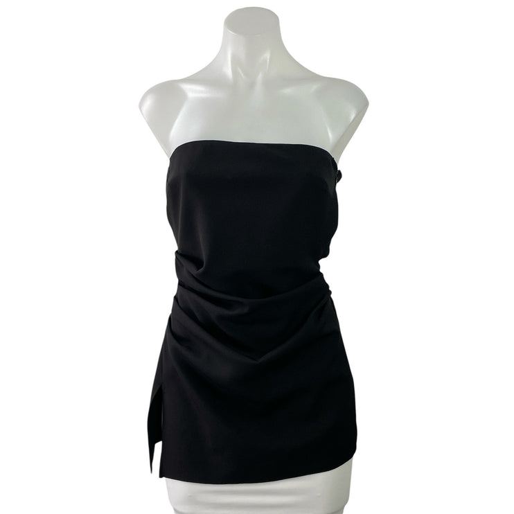 Zara Womens Black Sleeveless Strapless Ruched Tunic Blouse Tank Tube Top Size S