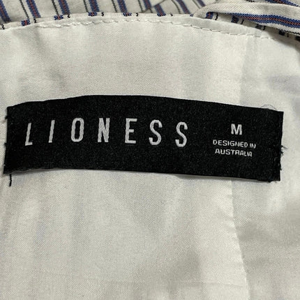 Lioness Women's Black White Striped Sleeveless Zip Cami Tank Crop Top Size M