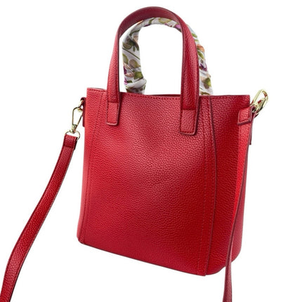 Estee Lauder Women's Red Floral Faux Pebbled Leather Handbag Crossbody Purse Bag