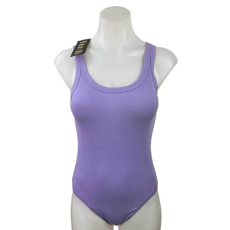 Kondi Women's Purple Scoop Neck Sleeveless Slim Shoulder Straps Bodysuit Size S