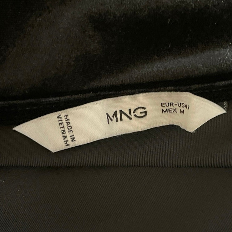MNG Mango Womens Black Velvet Cowl Neck Sleeveless Cami Tank Bodysuit Top Size M