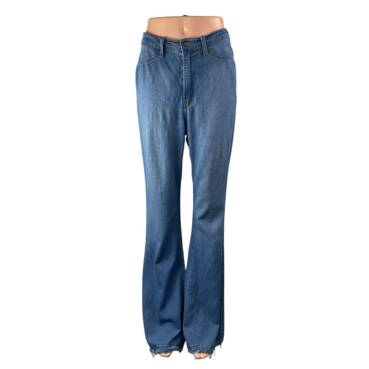 Vibrant M.I.U Womens Blue High Rise Flare Bootcut Bell Bottom Denim Jeans Size 7