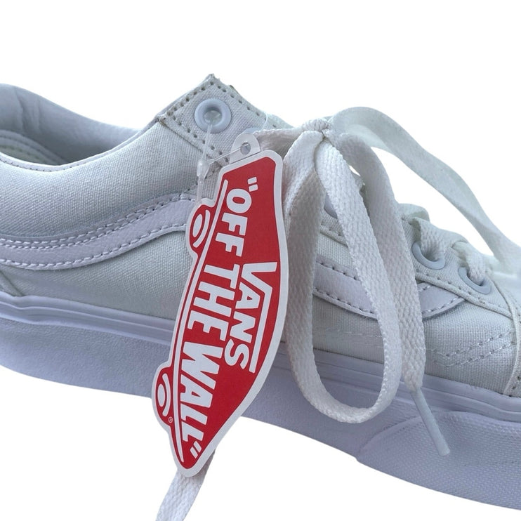 NEW Vans Old Skool Unisex White Low Top Lace Up Platform Sneakers Shoes Size 8.5