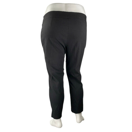 Terry & Sky Women's Black Pull On High Rise Elastic Straight Trousers Pants 1X