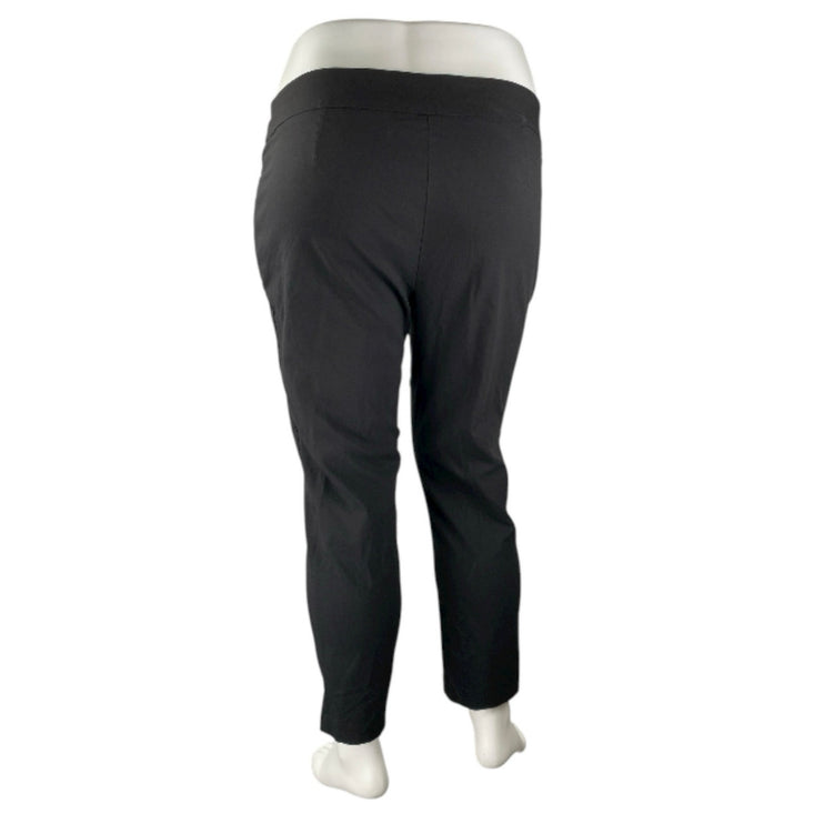 Terry & Sky Women's Black Pull On High Rise Elastic Straight Trousers Pants 1X