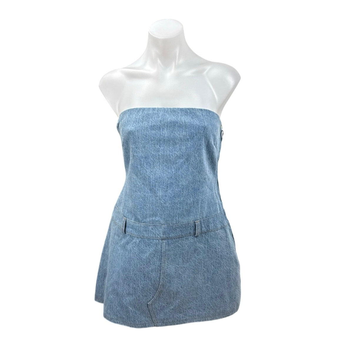 NEW Retrofete Blue Denim Strapless Sleeveless Mini A-Line Tank Tube Dr –  Brie