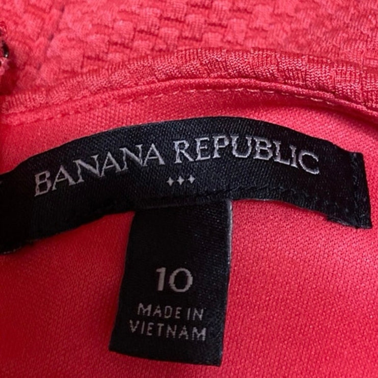 Banana Republic Red Textured Short Sleeve Mini A-Line Fit & Flare Dress Size 10