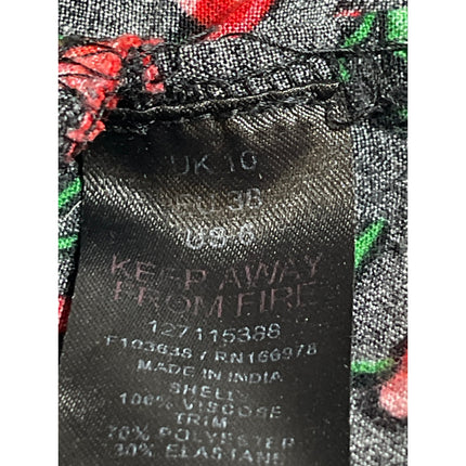 Miss Selfridge Black Cherry Short Puff Sleeve Sweetheart Babydoll Mini Dress 6