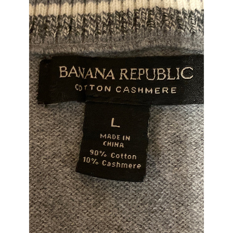 Banana Republic Men's Gray 100% Wool 1/4 Zip Knit Turtleneck Sweater Top Size L