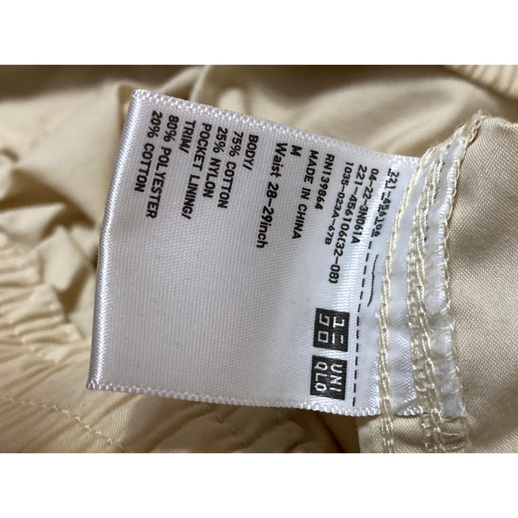 Uniqlo Women's Cream High Waisted Baggy Relaxed Utility Cargo Trousers Pants M