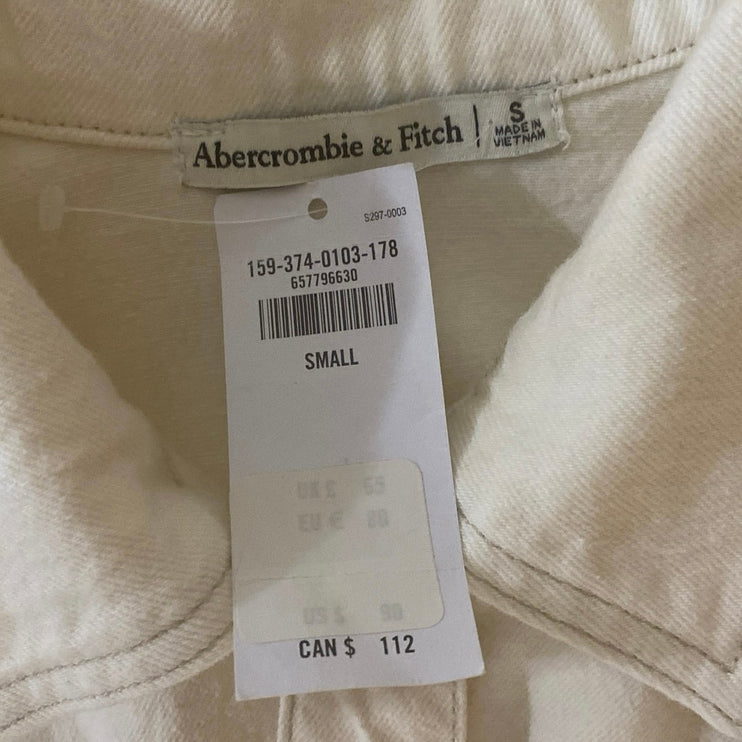 NEW Abercrombie & Fitch Cream Sleeveless Mini Tank A-Line Sheath Shirt Dress S