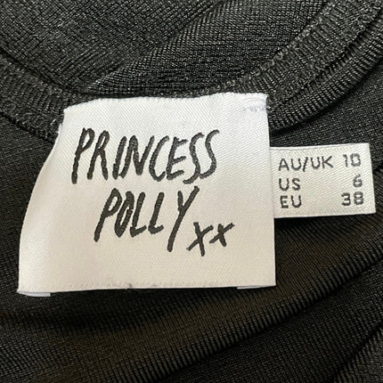 Princess Polly Women's Black Long Sleeve Ring Open Cardigan Crop Top Size 6