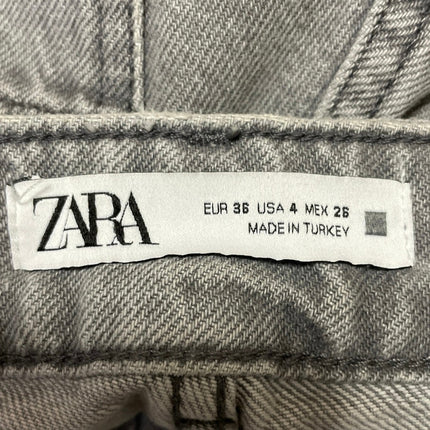 Zara Women's Gray Wash High Rise Straight Wide Leg Baggy Denim Jeans Size 4