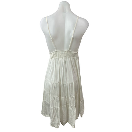 Raviya White Sleeveless V Neck Cami Camisole Tiered Mini A Line Tank Sundress L