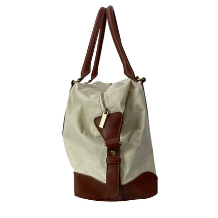 Badgley Mischka Barbara Cream Brown Tote Weekender Travel Handbag Size OS