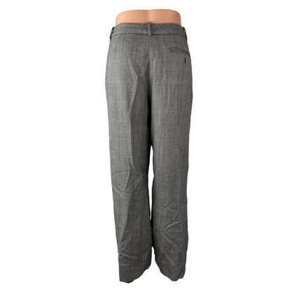 Chaps Women's Black Houndstooth High Rise Wide Leg Straight Trousers Pants Sz 12