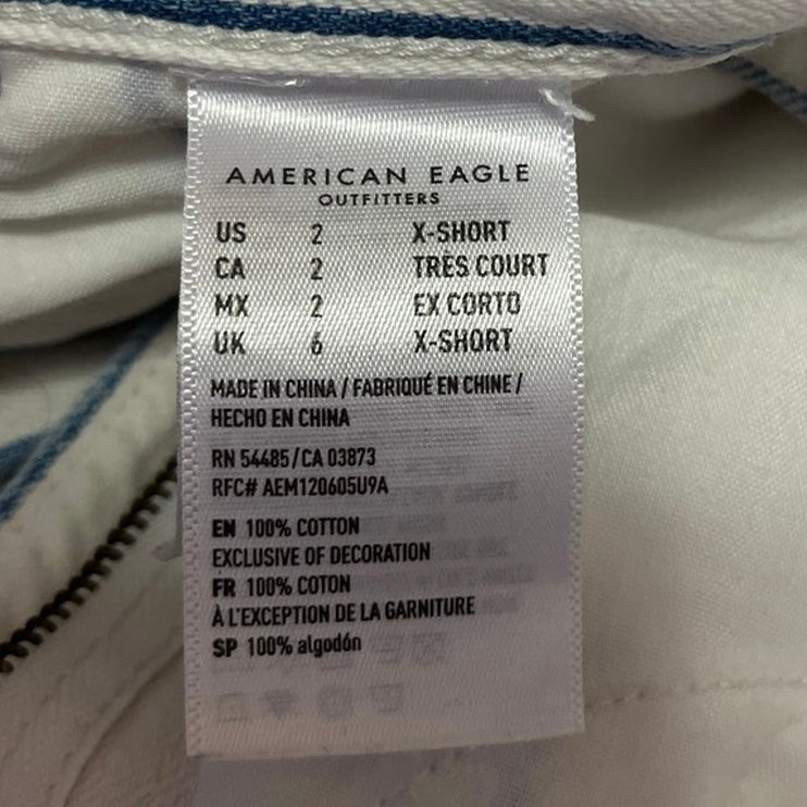 American Eagle White Striped High Waist Skinny Trousers Mom Denim Jeans Pants 2
