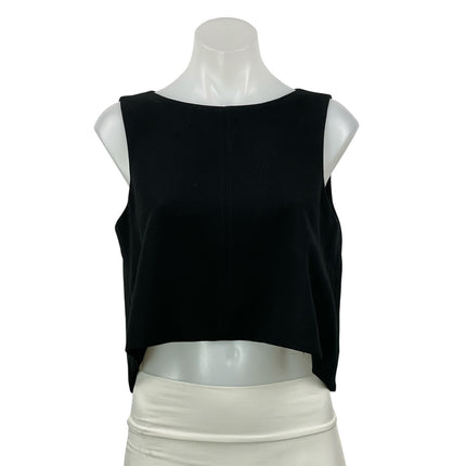 Black Halo Women's Black Sleeveless Boxy Cut Bateau Boat Neck Crop Tank Top 6