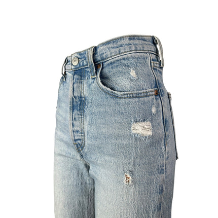 Levi's Ribcage Straight Ankle Blue Distressed Light Wash Denim Jeans Size 28