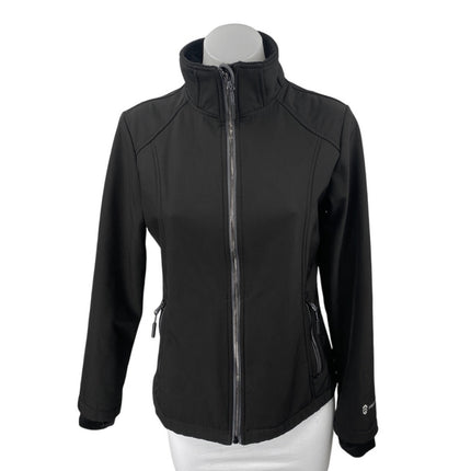 Free Country Women's Black Long Sleeve Full Zip Waterproof Rain Coat Jacket Sz S