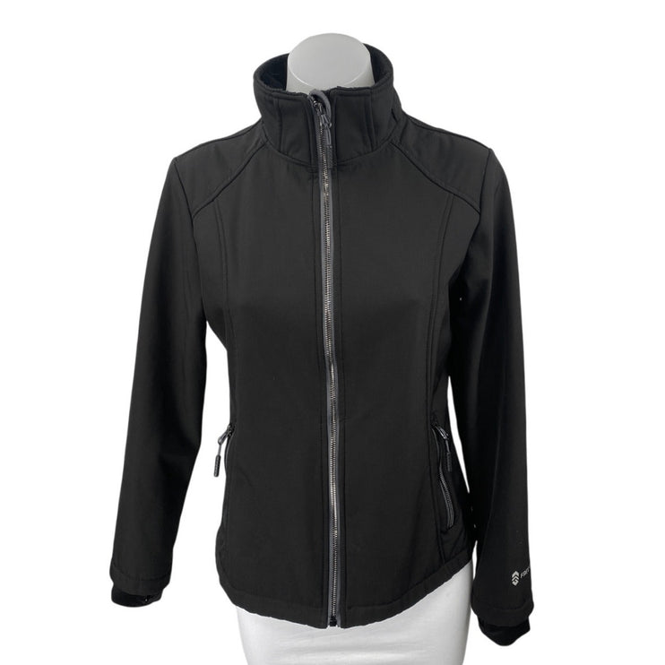 Free Country Women's Black Long Sleeve Full Zip Waterproof Rain Coat Jacket Sz S