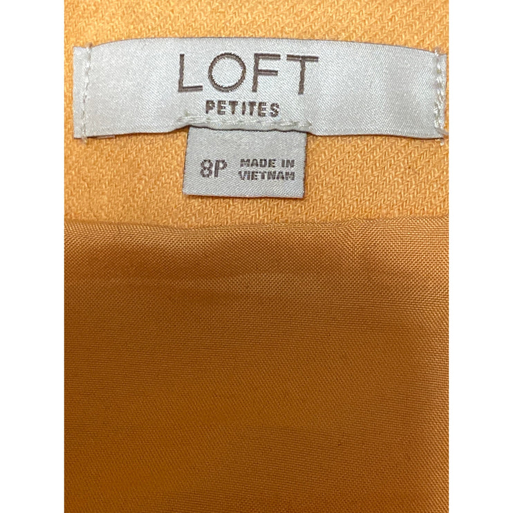 Ann Taylor LOFT Women's Orange Linen Belted Mini Straight Pencil Skirt Size 8