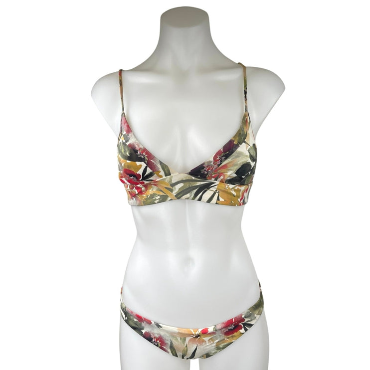 Boys + Arrows Multicolor Leaf Tropical Print Two Piece Bikini Swimsuit Set S/M