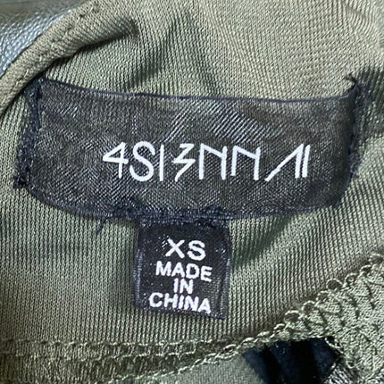 4SI3NNAI Green Sleeveless Faux Leather Vegan Open Back Tank Bodysuit Top Size XS