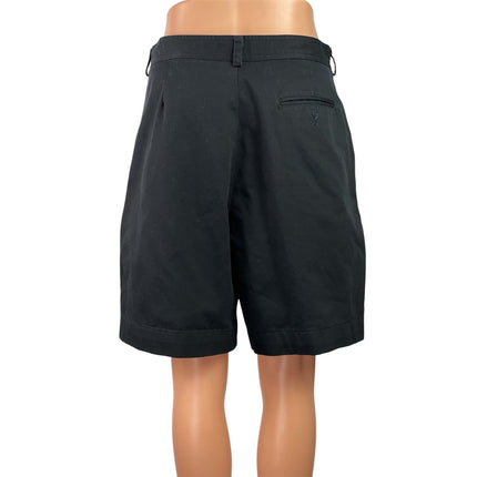 Liz Claiborne Womens Black Pleated High Waist Wide Leg Chino Bermuda Shorts 10