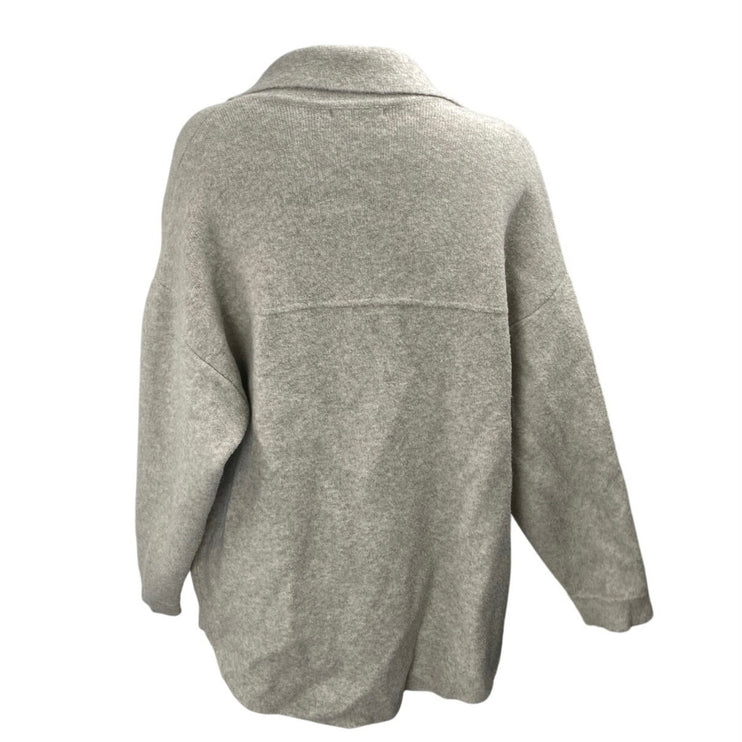 Oysho Women's Beige Tan Knit Collar Long Sleeve Button Down Sweater jacket Sz S