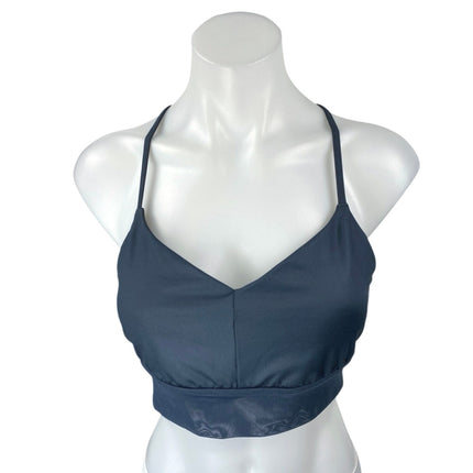 Alo Yoga Lush Blue Sleeveless Strappy Cami Camisole Sports Bra Crop Tank Top L