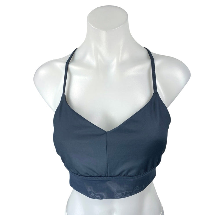 Alo Yoga Lush Blue Sleeveless Strappy Cami Camisole Sports Bra Crop Tank Top L