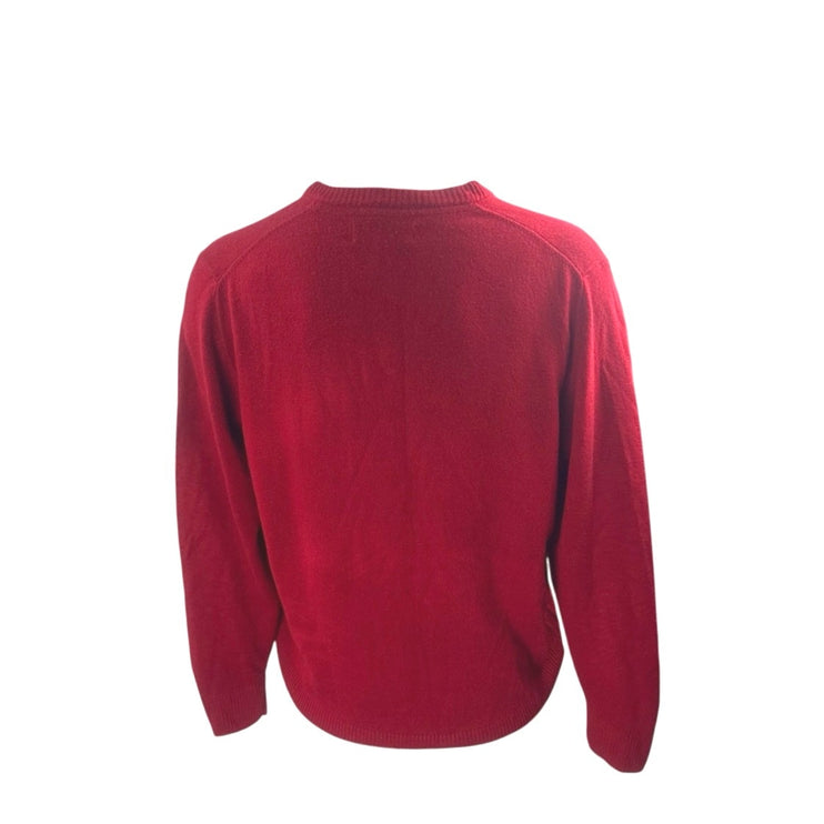 US Polo Assn Men's Red Long Sleeve V Neck Knit Logo Acrylic Sweater Top Size XL
