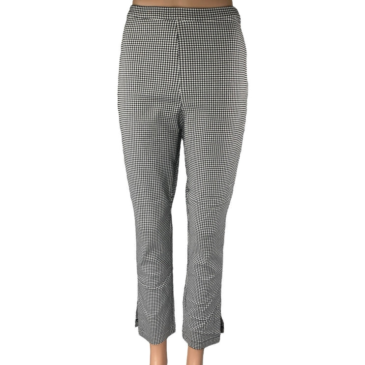 Urban Outfitters Black Houndstooth High Rise Flare Slit Trousers Pants Size 10