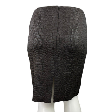 Elie Tahari Black Crocodile High Waisted Back Slit Mini Straight Pencil Skirt XL