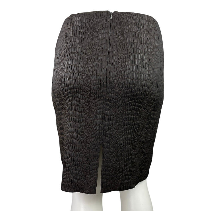 Elie Tahari Black Crocodile High Waisted Back Slit Mini Straight Pencil Skirt XL