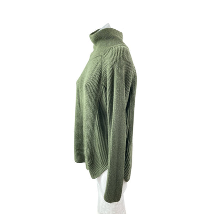Six/Fifty Women's Green Ribbed Knit Long Sleeve Turtleneck Sweater Top Size M