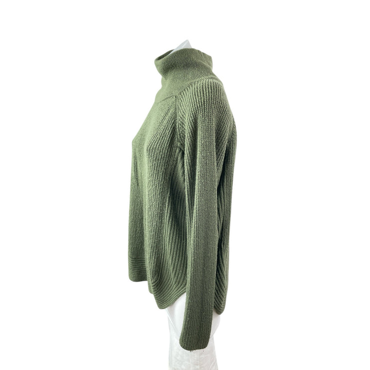 Six/Fifty Women's Green Ribbed Knit Long Sleeve Turtleneck Sweater Top Size M