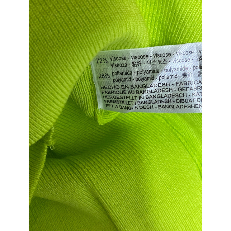 Zara Womens Neon Green Short Sleeve Ribbed Knit Crewneck T Shirt Crop Top Size S