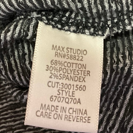 Max Studio Black White Tweed Crew Neck Long Sleeve Sweater Blouse Tunic Top Sz M
